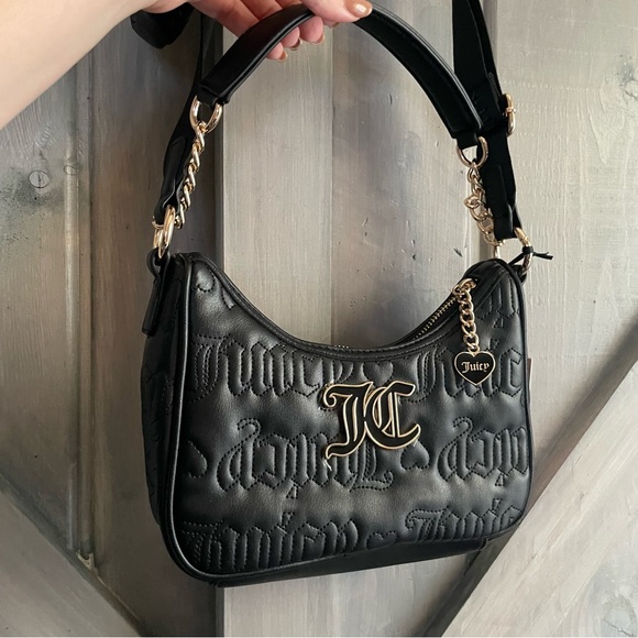 NWT Juicy Couture Purse Crossbody with Mini Coin Purse Charm Y2K Style Black - Picture 3 of 10